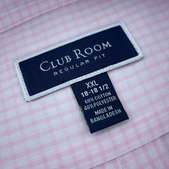 Club Room Regular Fit Pink Gingham Dress Shirt XXL NWT 5885 - Picture 3 of 6